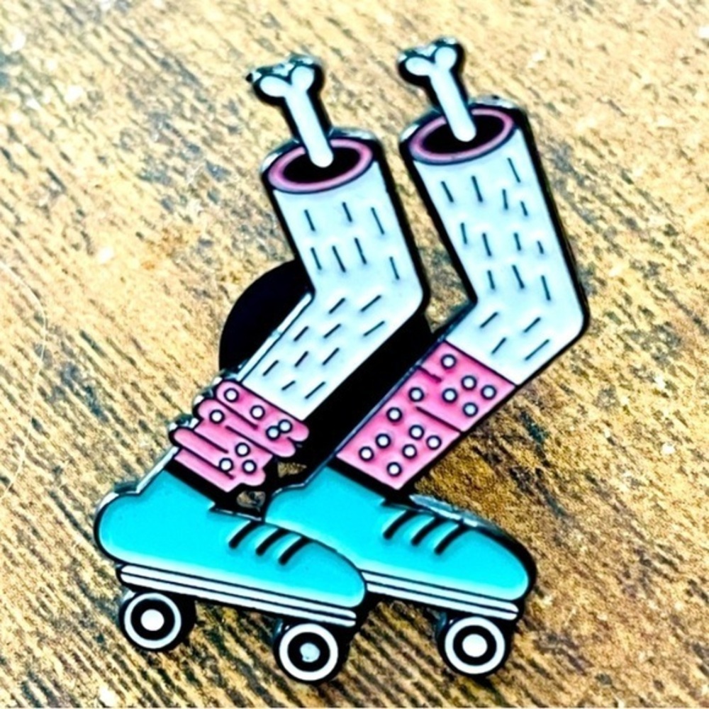 Zombie Rollerskating Legs Enamel Pin, NWT